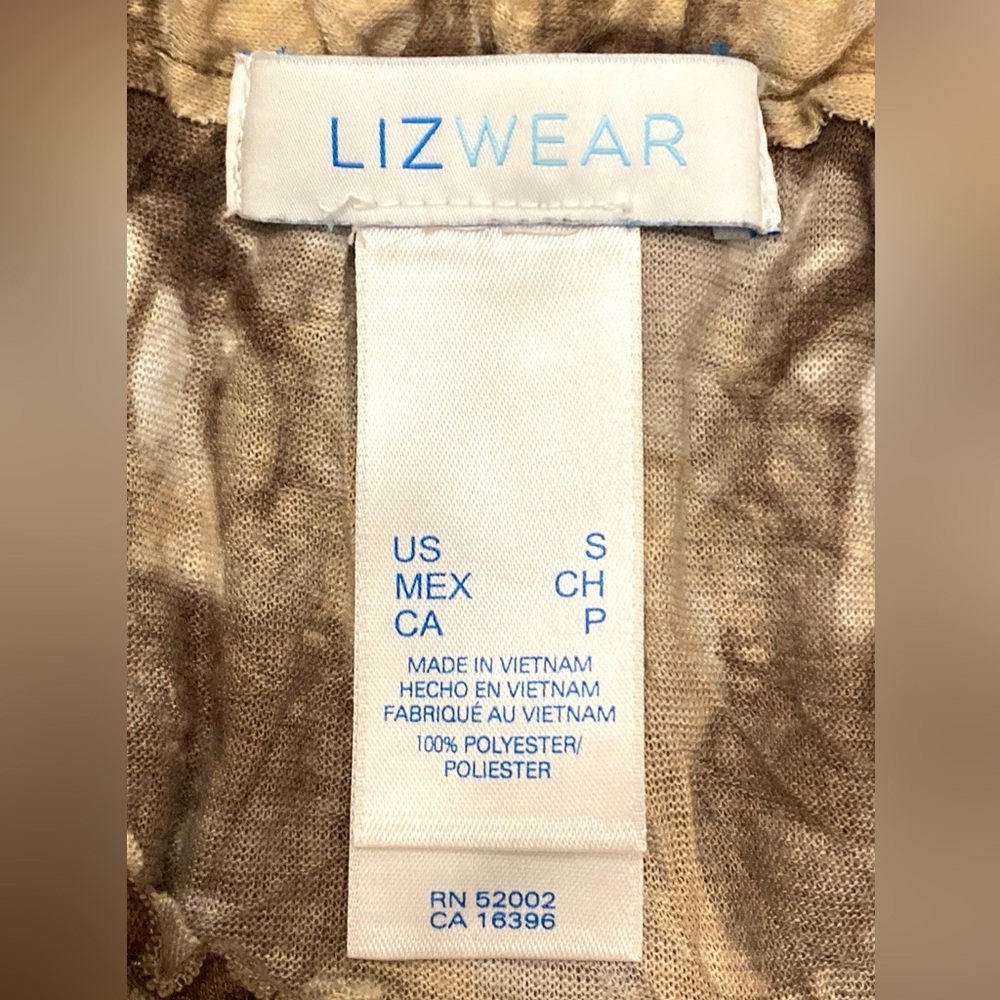 Liz Wear Vintage Brown Cream Print SZ S 90s Grunge Chic Cottagecore Boho Top - Picture 9 of 10
